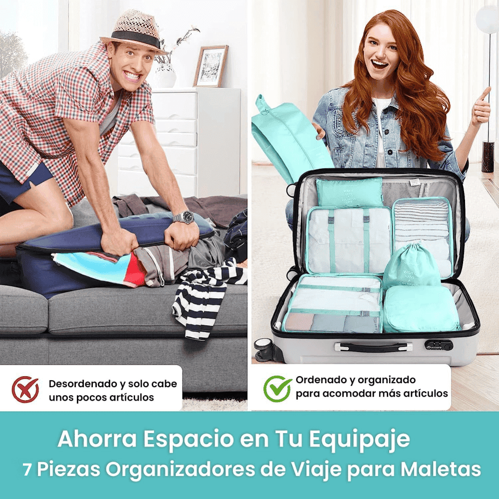 Morral De Mano Para Cabina De Viaje + Organizador Ropa 7 Set