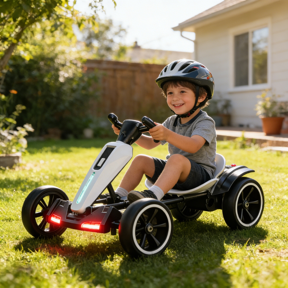 Carrito Go Kart Eléctrico Plegable Niños 4-8 Años 8km/h 30kg