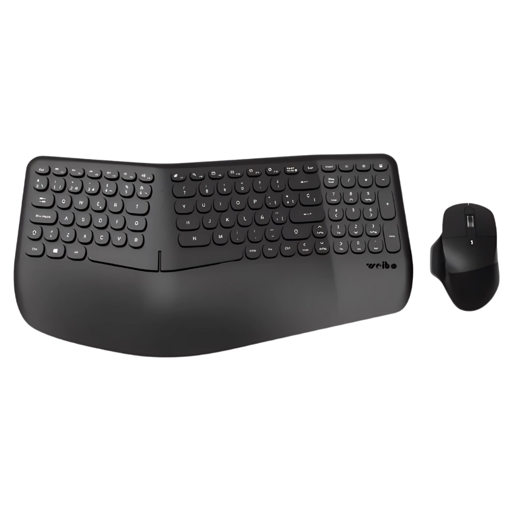 Combo Teclado Ergonómico y Mouse Inalámbricos USB 24G Weibo