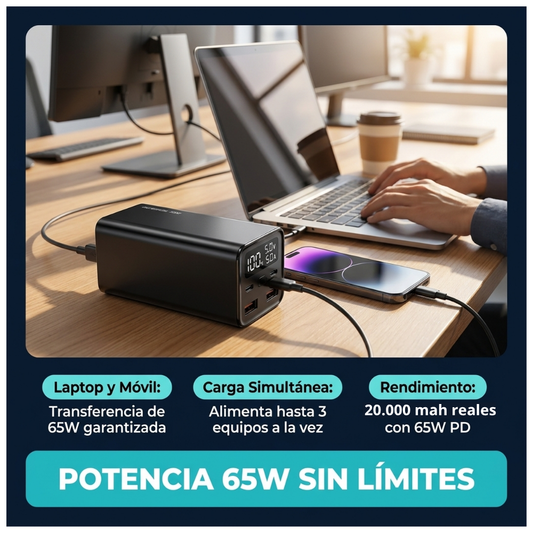 Power Bank Batería Externa 20.000mah 65w Carga Ultra Rápida
