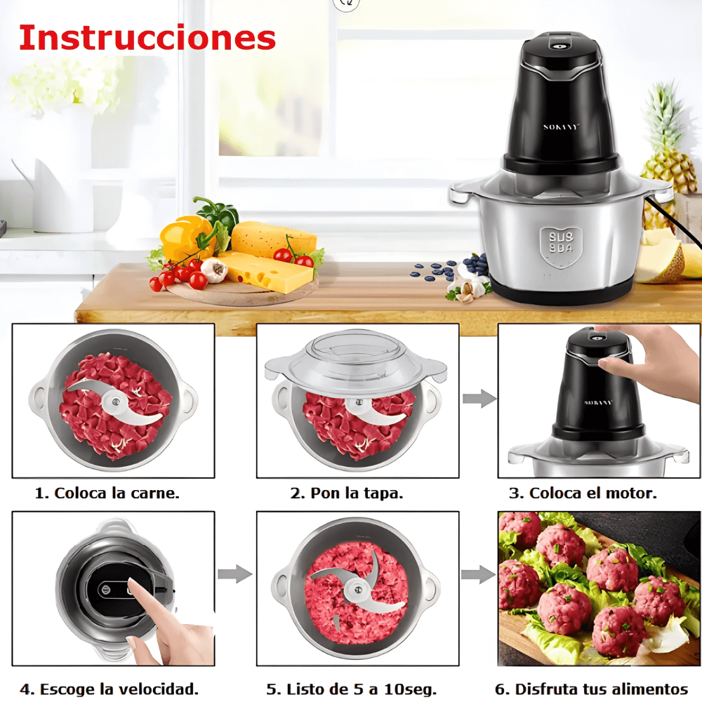 Procesador De Alimentos Picadora Eléctrica 400w 2.0l Sokany