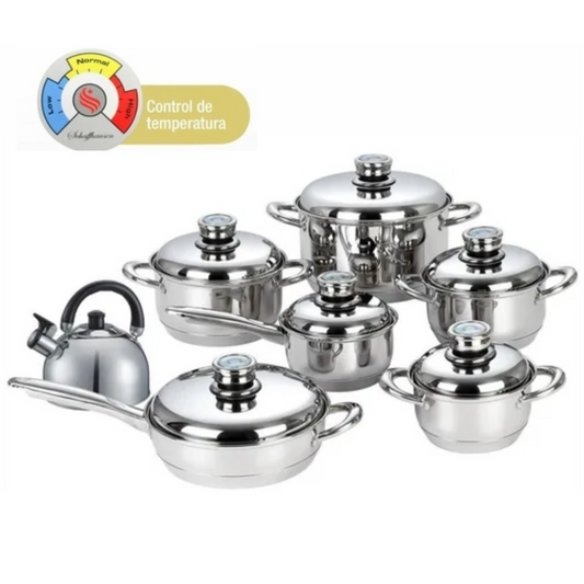 Juego De Ollas Acero Quirúrgico Termostato Schaffhausen 13p