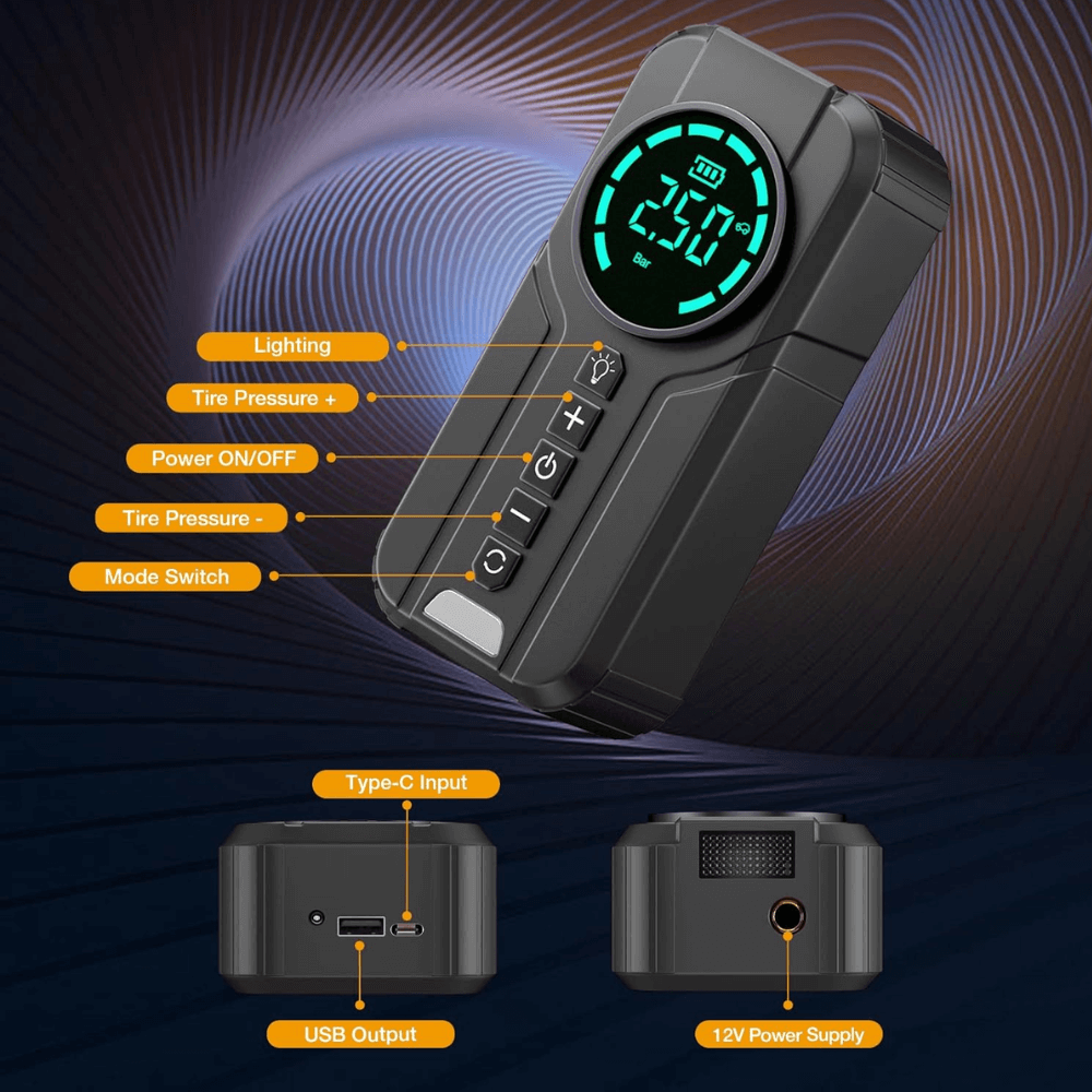 Arrancador Iniciador De Batería Portátil Compresor Aire 12v