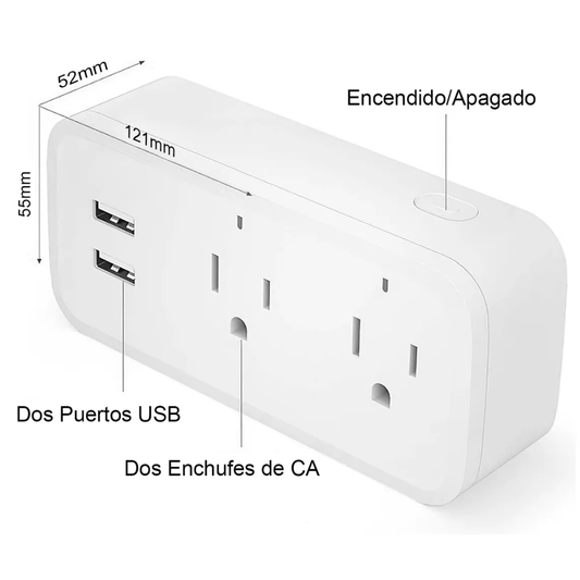 Enchufe Toma Inteligente Wifi Doble Control De Voz Alexa