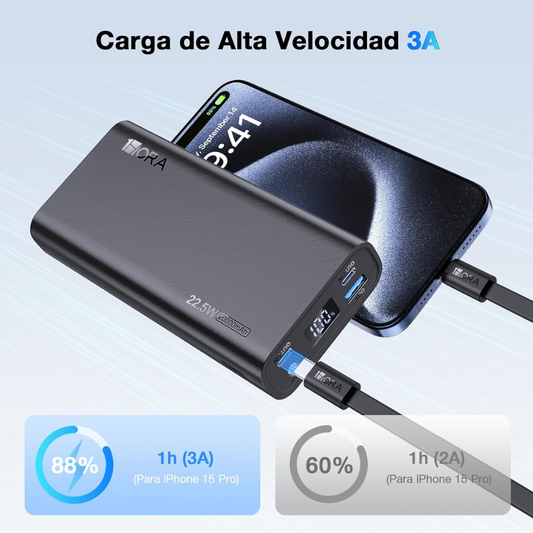 1hora Power Bank Portátil 22.5w Carga Rápida 20000mah Gar158