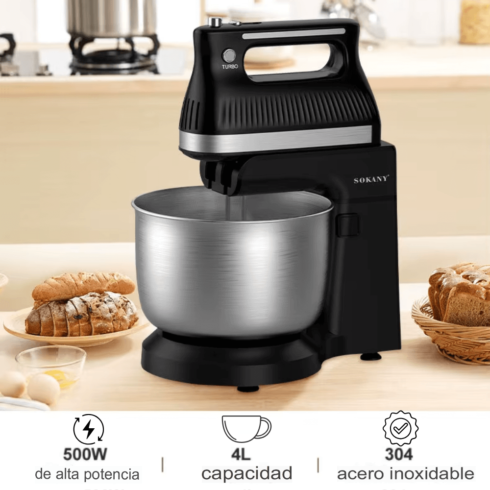 Batidora Eléctrica Sokany Acero Inoxidable 500 W 5 Velocidades 4.0 L