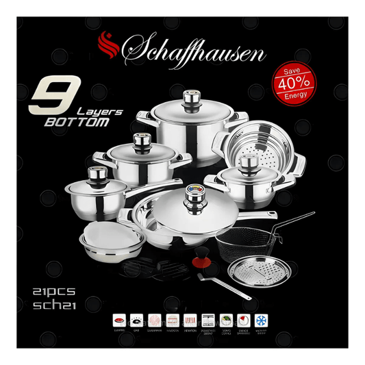 Bateria De Ollas Acero Quirúrgico Termostato Set 21 Piezas