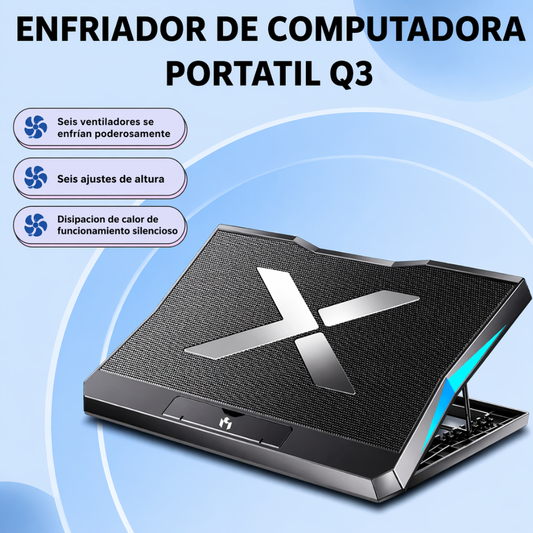 Base Refrigerante Laptop 6 Ventiladores Luz Led 2 Usb Q3