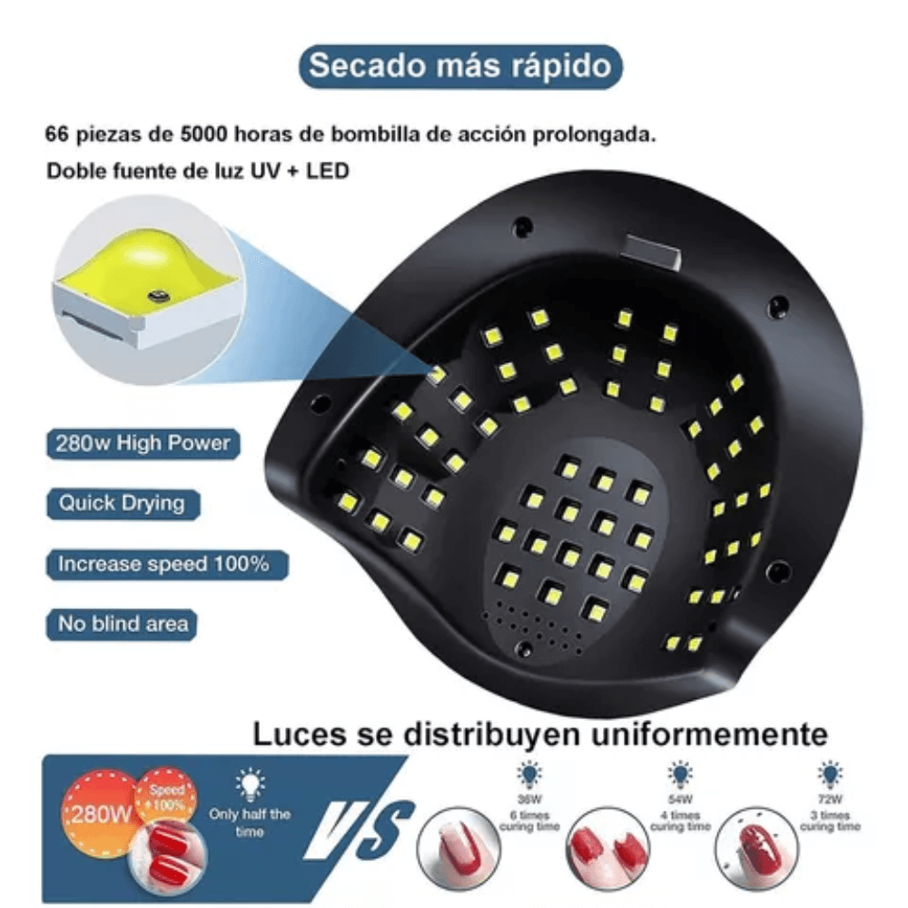 Lámpara De Uñas 280w/66led Secadora Semipermanentes Sun X10
