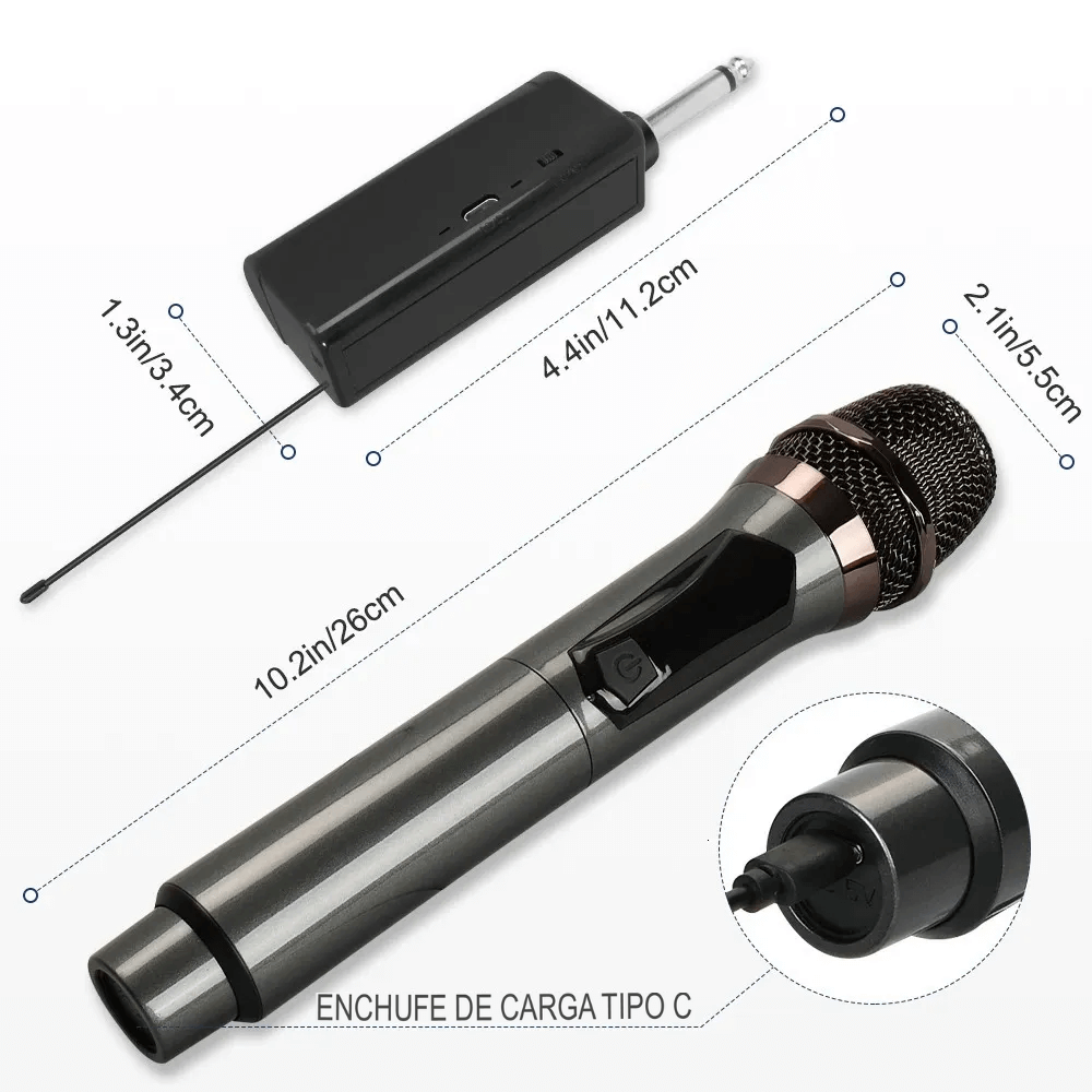 Micrófono Profesional Inalámbrico UHF Recargable TipoC DX801