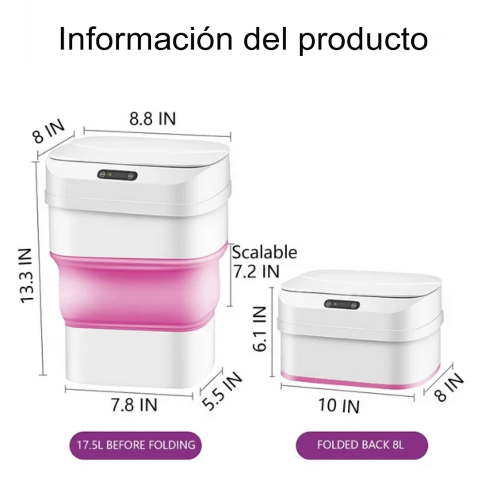 Papelera Inteligente Sensor de Movimiento Plegable 8-17 Litros