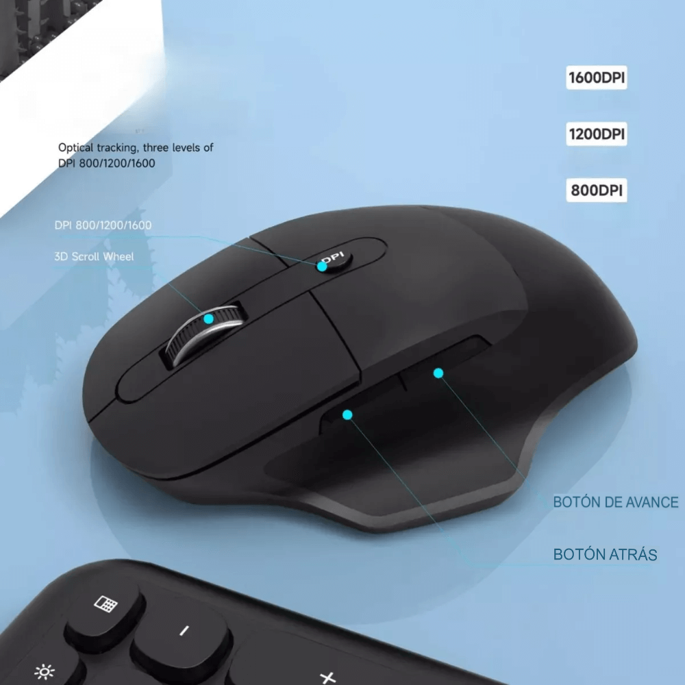 Combo Teclado Ergonómico y Mouse Inalámbricos USB 24G Weibo