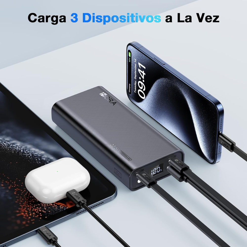 1hora Power Bank Portátil 22.5w Carga Rápida 20000mah Gar158