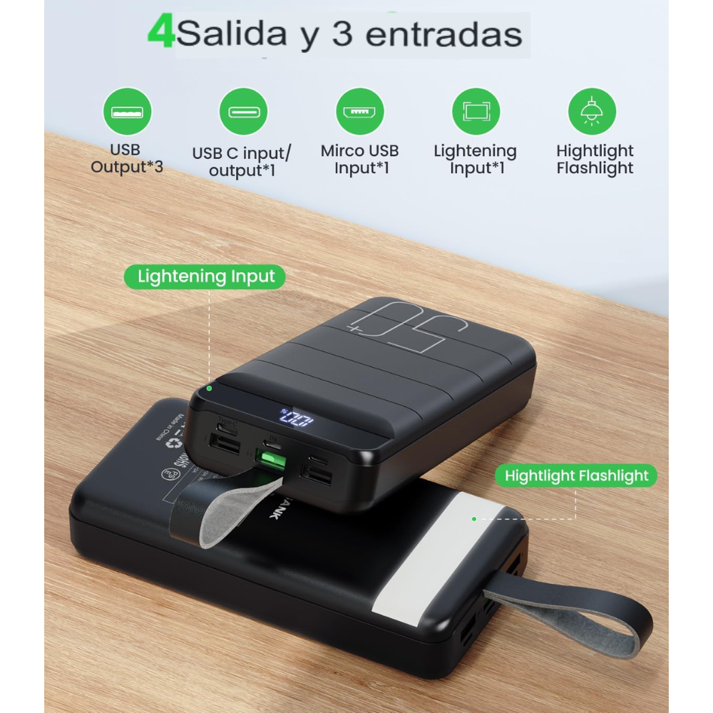Power Bank Batería Externa Portátil 50.000 Mah Carga Rápida