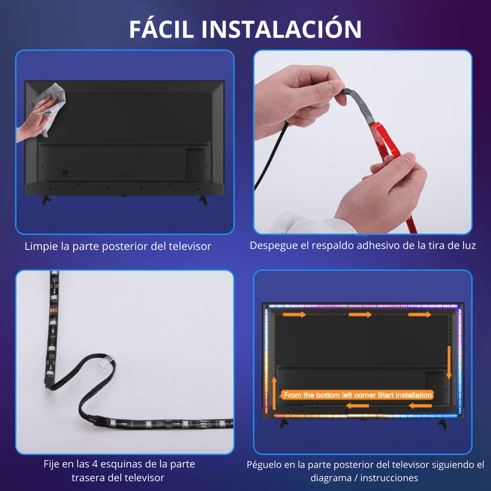 Cinta Luz Led Inmersión Tv Hdmi 55 A 65 Inch Ambilight 12v