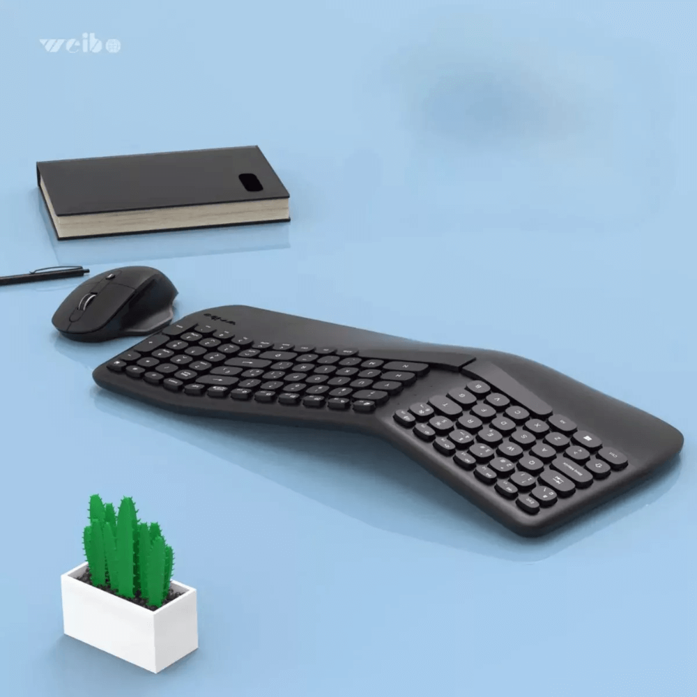 Combo Teclado Ergonómico y Mouse Inalámbricos USB 24G Weibo