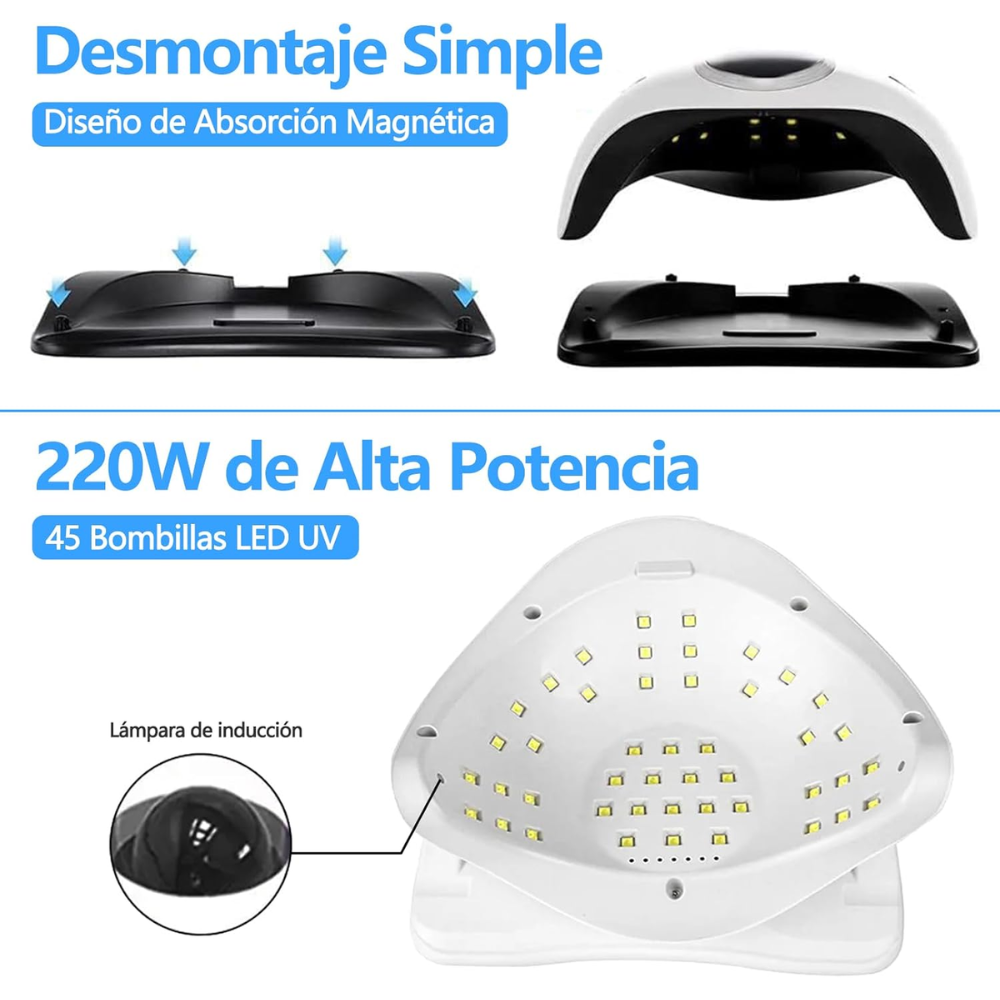 Lámpara De Uñas 280W 45 LED Secadora Semipermanentes Sun X10 MAX
