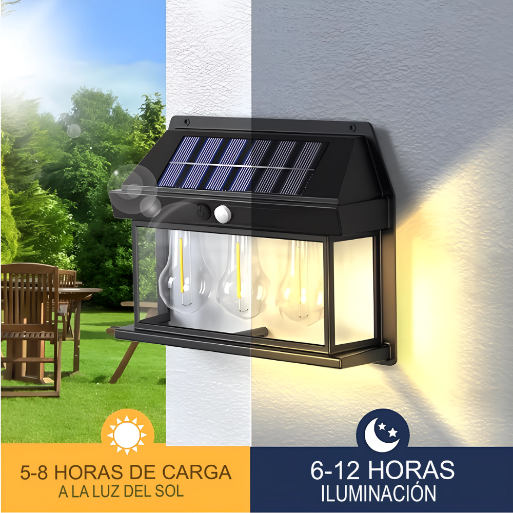 Lampara Solar De Pared Exteriores 3 Bombillos Led 5w Bk-888