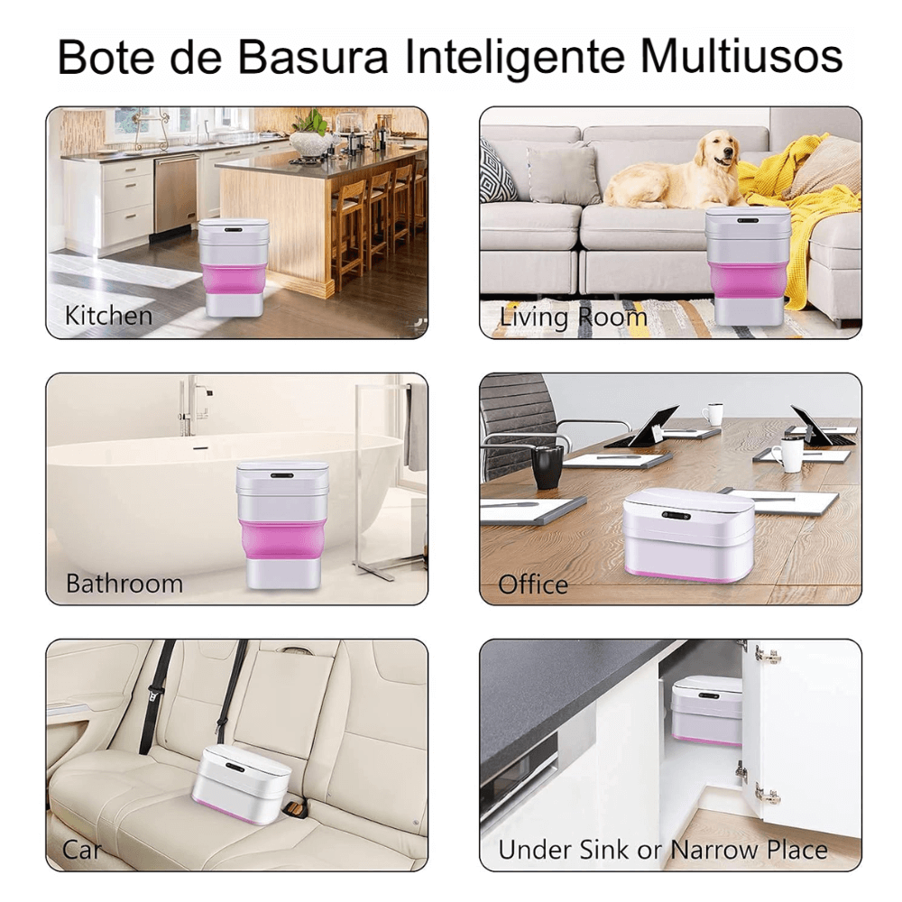 Papelera Inteligente Sensor de Movimiento Plegable 8-17 Litros