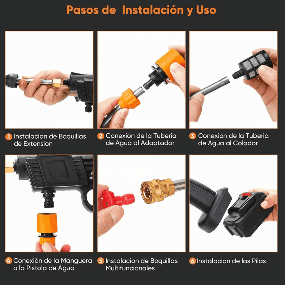 Hidrolavadora Alta Presión Recargable Portátil 48v 2baterías