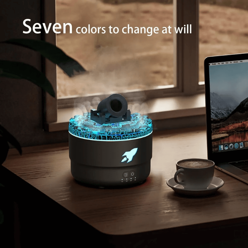 Humidificador Difusor De Aromas Cañon 280ml Ultrasonido 7led