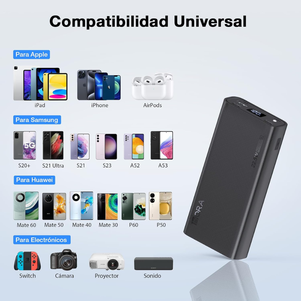 1hora Power Bank Portátil 22.5w Carga Rápida 20000mah Gar158