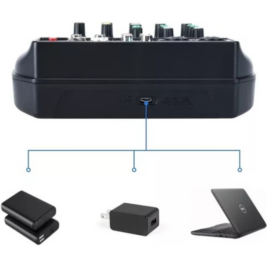 Mini Consola Mezclador De Audio Y Sonido Wvngr F2-mb Mixer