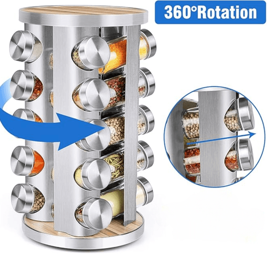 Condimentero Giratorio 20 Especieros De Cocina Acero Vidrio