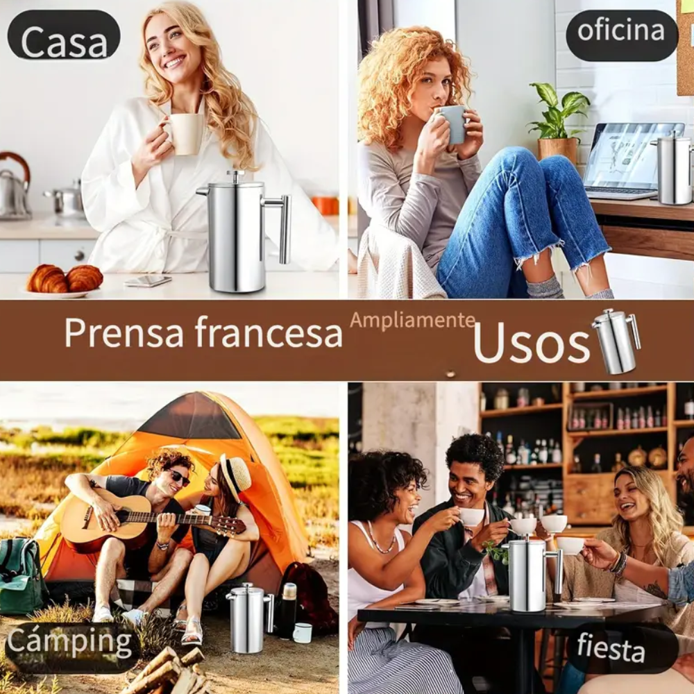 Cafetera Prensa Francesa En Acero Inoxidable 1 Litro