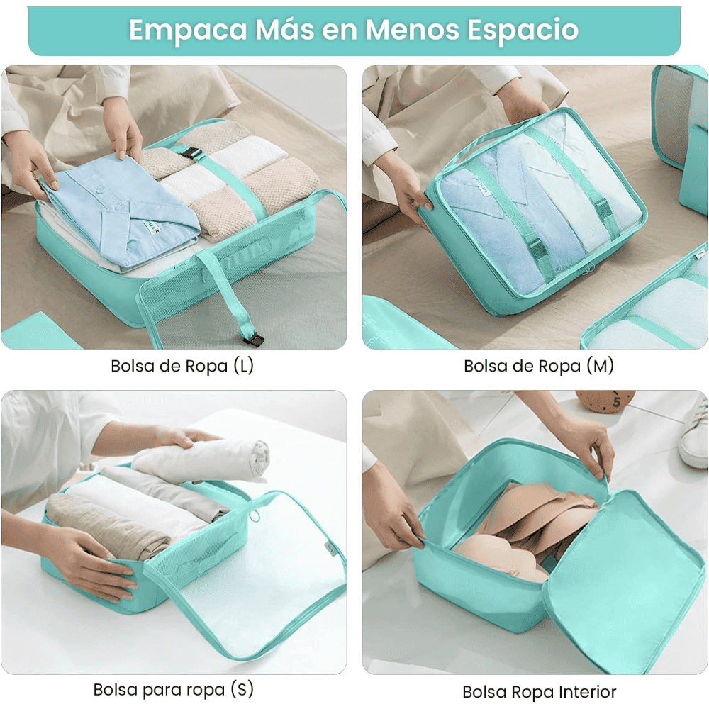 Morral De Mano Para Cabina De Viaje + Organizador Ropa 7 Set