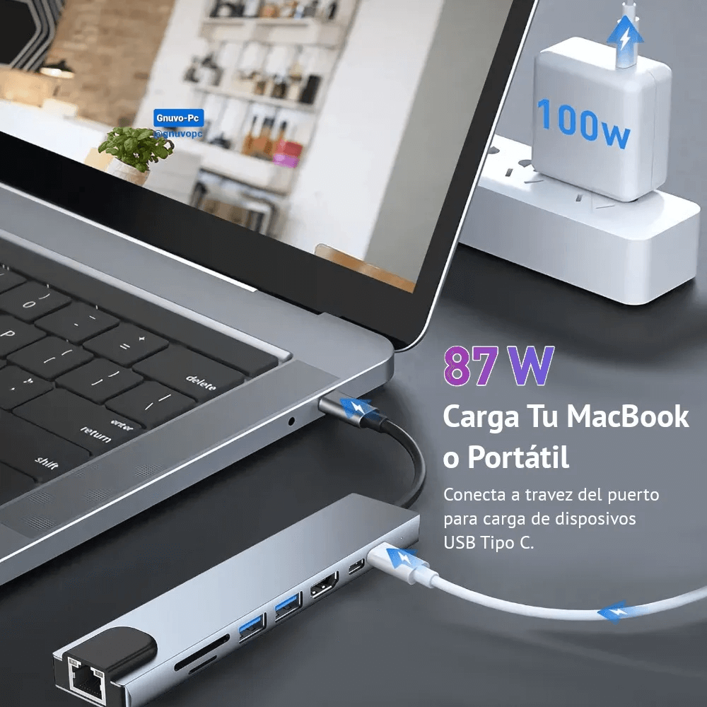 Hub Multipuerto Macbook Thunderbolt Rj45 Hdmi Usb C Usb A Sd