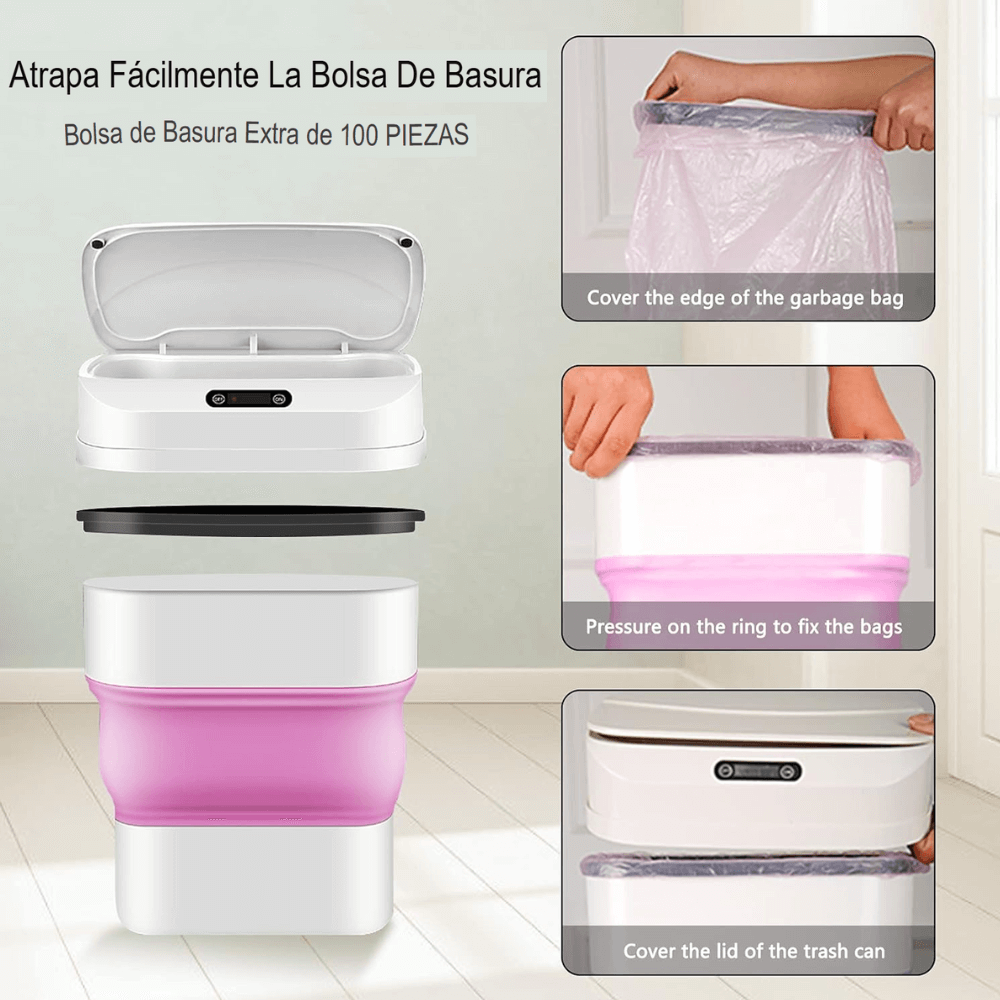Papelera Inteligente Sensor de Movimiento Plegable 8-17 Litros