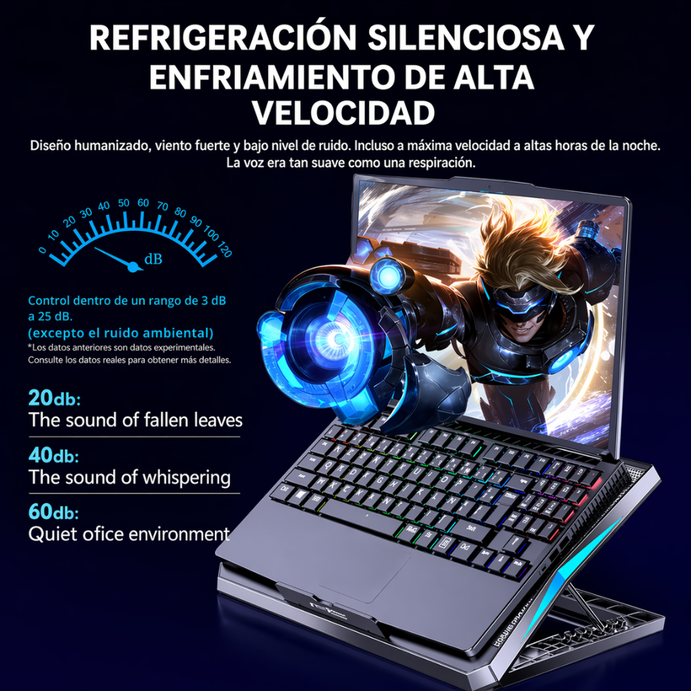 Base Refrigerante Laptop 6 Ventiladores Luz Led 2 Usb Q3