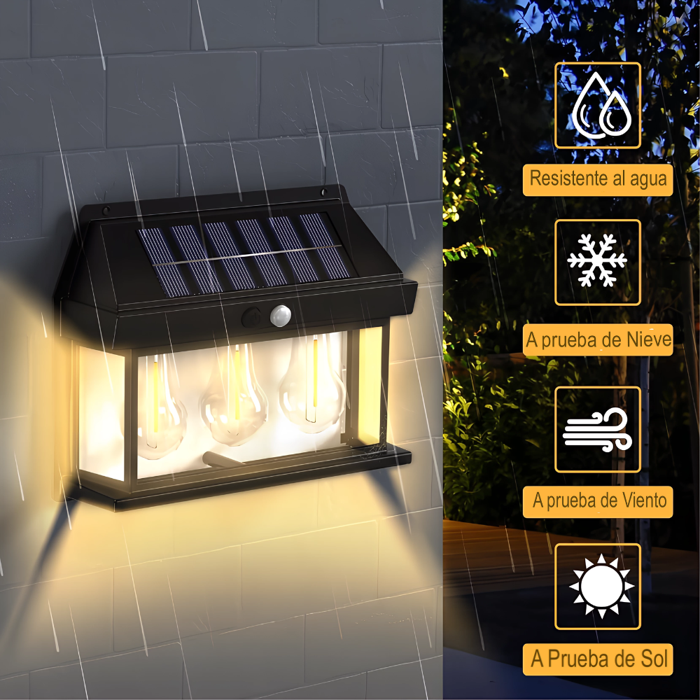 Lampara Solar De Pared Exteriores 3 Bombillos Led 5w Bk-888