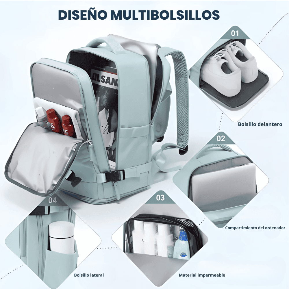 Morral De Mano Para Cabina De Viaje + Organizador Ropa 7 Set