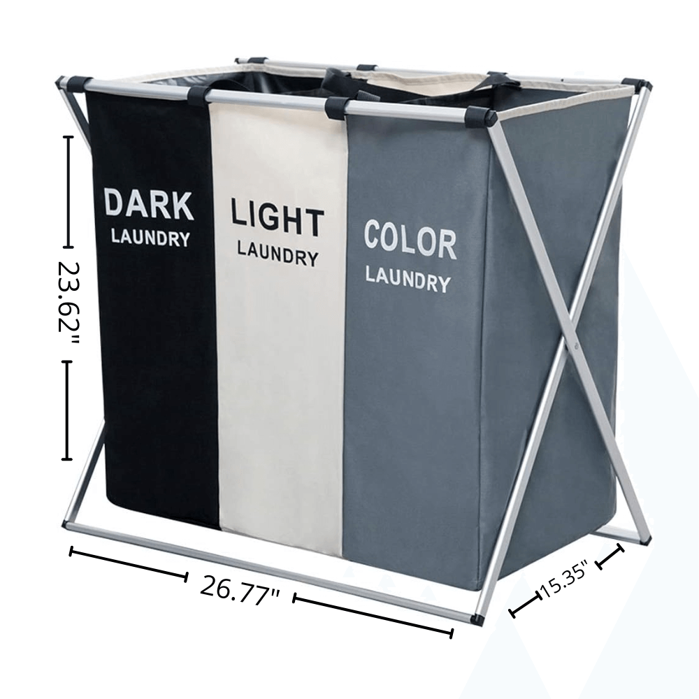 Cesto Organizador De Ropa Sucia 3 Secciones Desmontable