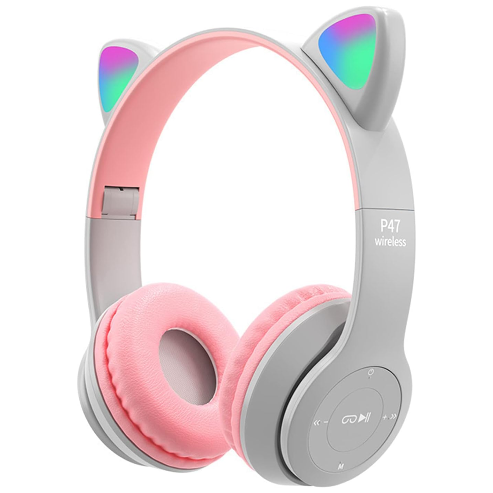 Diadema Niñas Audifonos Bluetooth Orejas Gato Luz Rgb Mz47