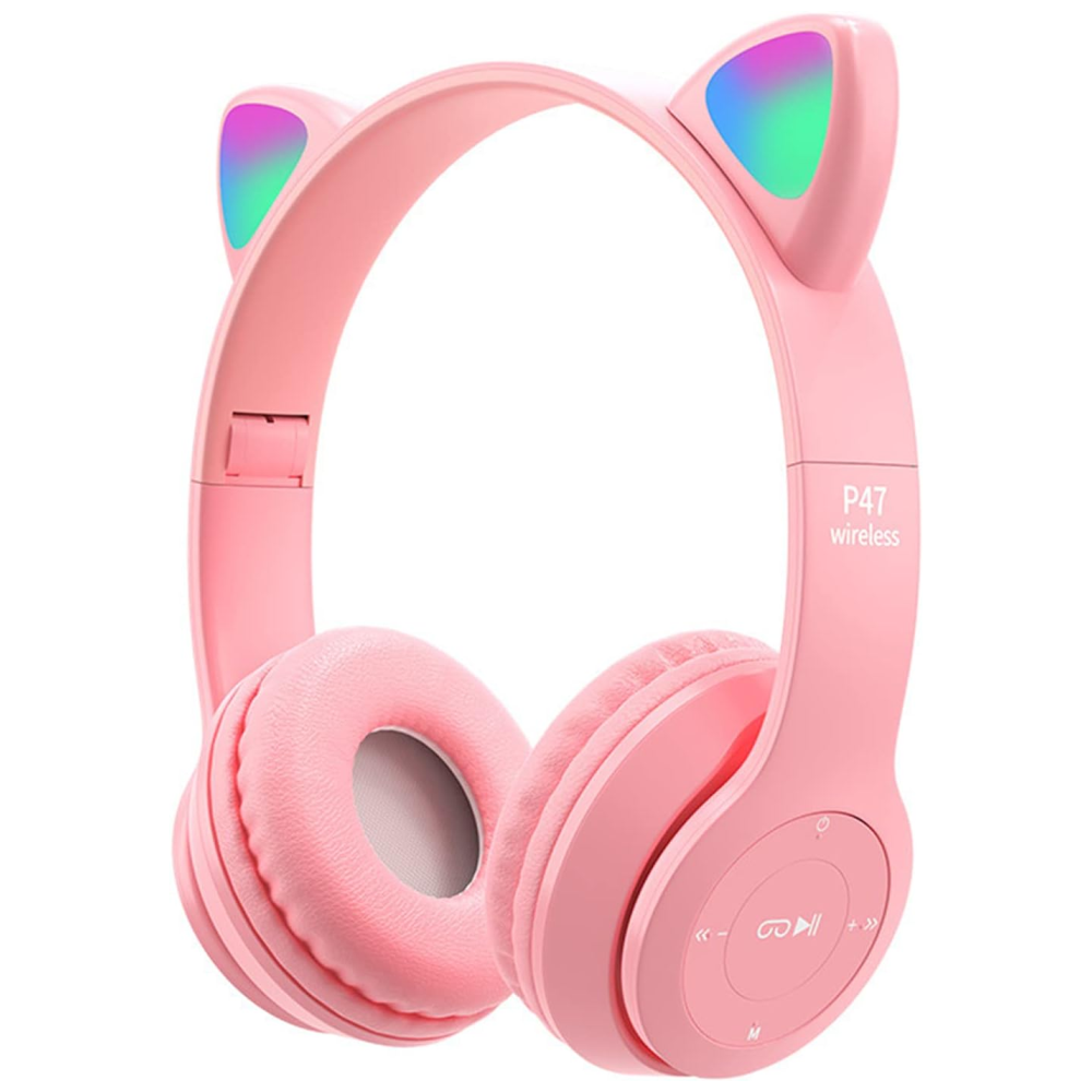 Diadema Niñas Audifonos Bluetooth Orejas Gato Luz Rgb Mz47