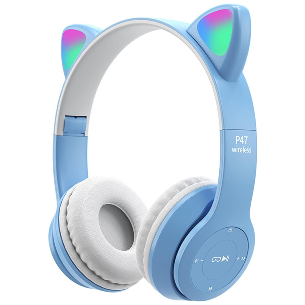 Diadema Niñas Audifonos Bluetooth Orejas Gato Luz Rgb Mz47