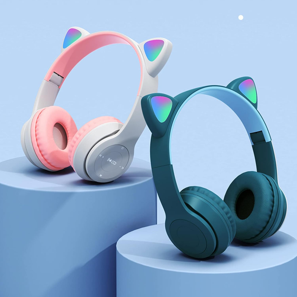 Diadema Niñas Audifonos Bluetooth Orejas Gato Luz Rgb Mz47