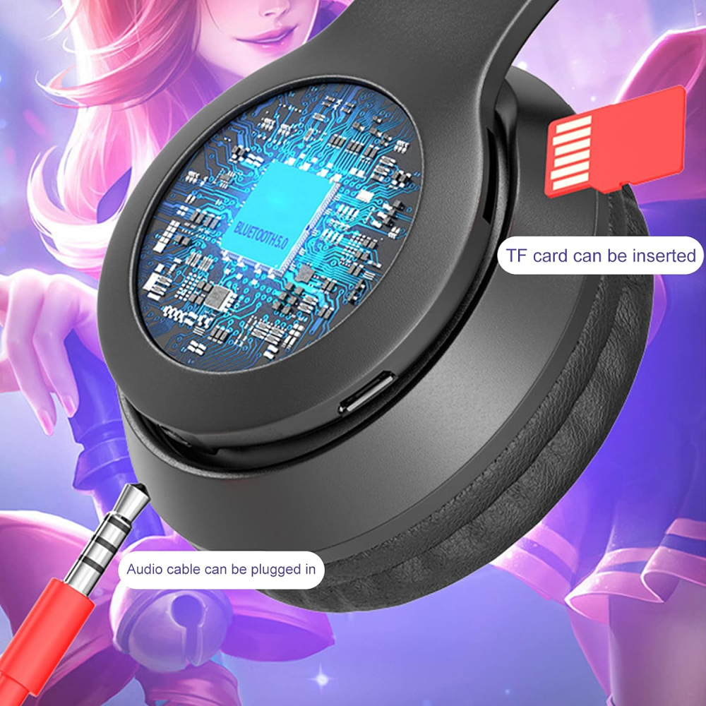 Diadema Niñas Audifonos Bluetooth Orejas Gato Luz Rgb Mz47