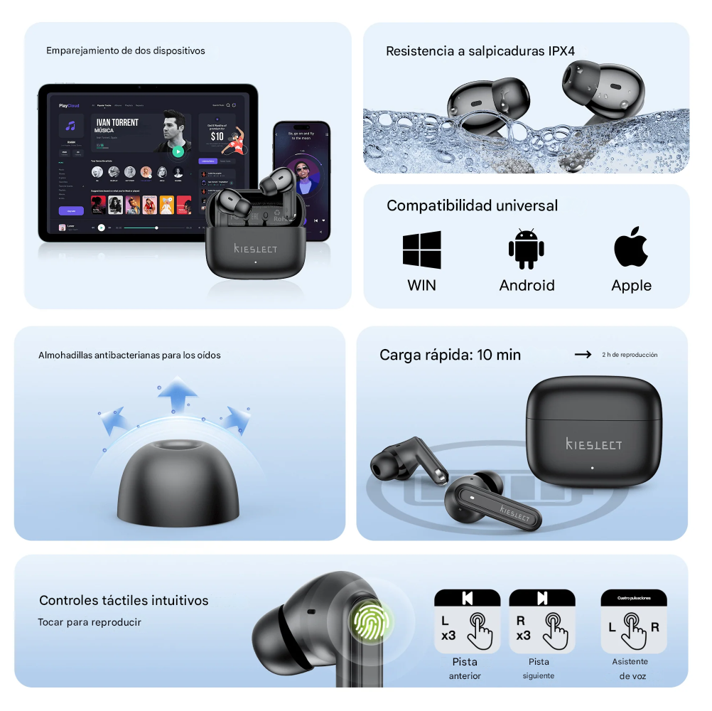 Auriculares Kieslect Adjustable Earbuds ANC Traductor IA Chat GPT