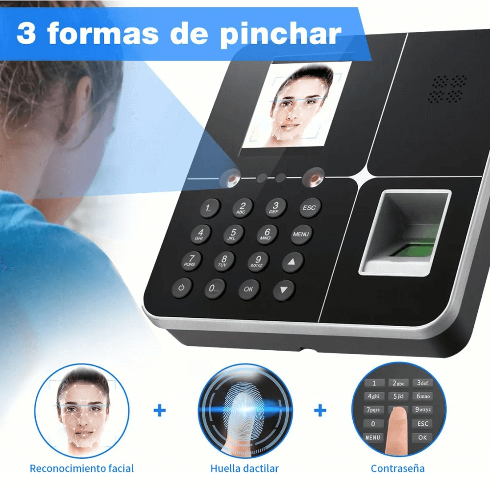 Biometrico Smart Reloj Control Asistencia Huellas Facial Usb