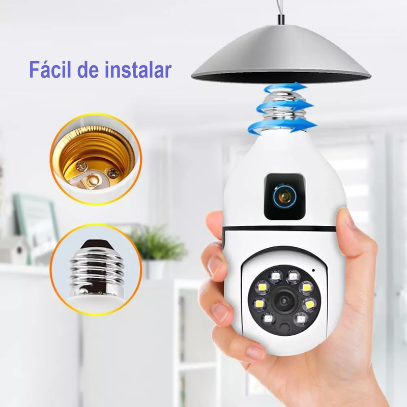 Cámara De Seguridad Bombillo Robot 2 Lentes Wifi 2.4g V380