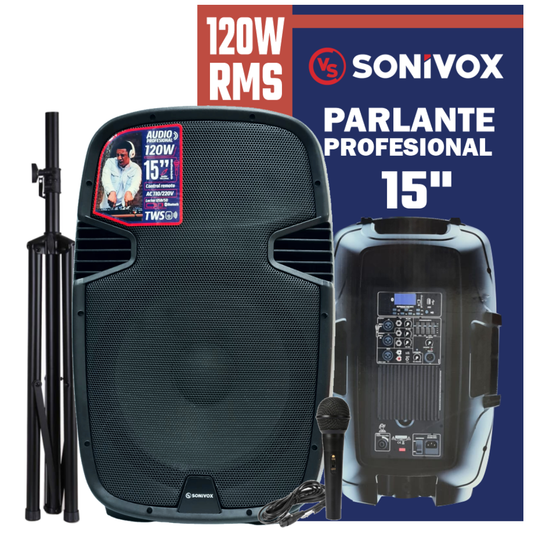 Cabina Activa Profesional 15inch Sonivox 120w Rms Vs-ac715nb