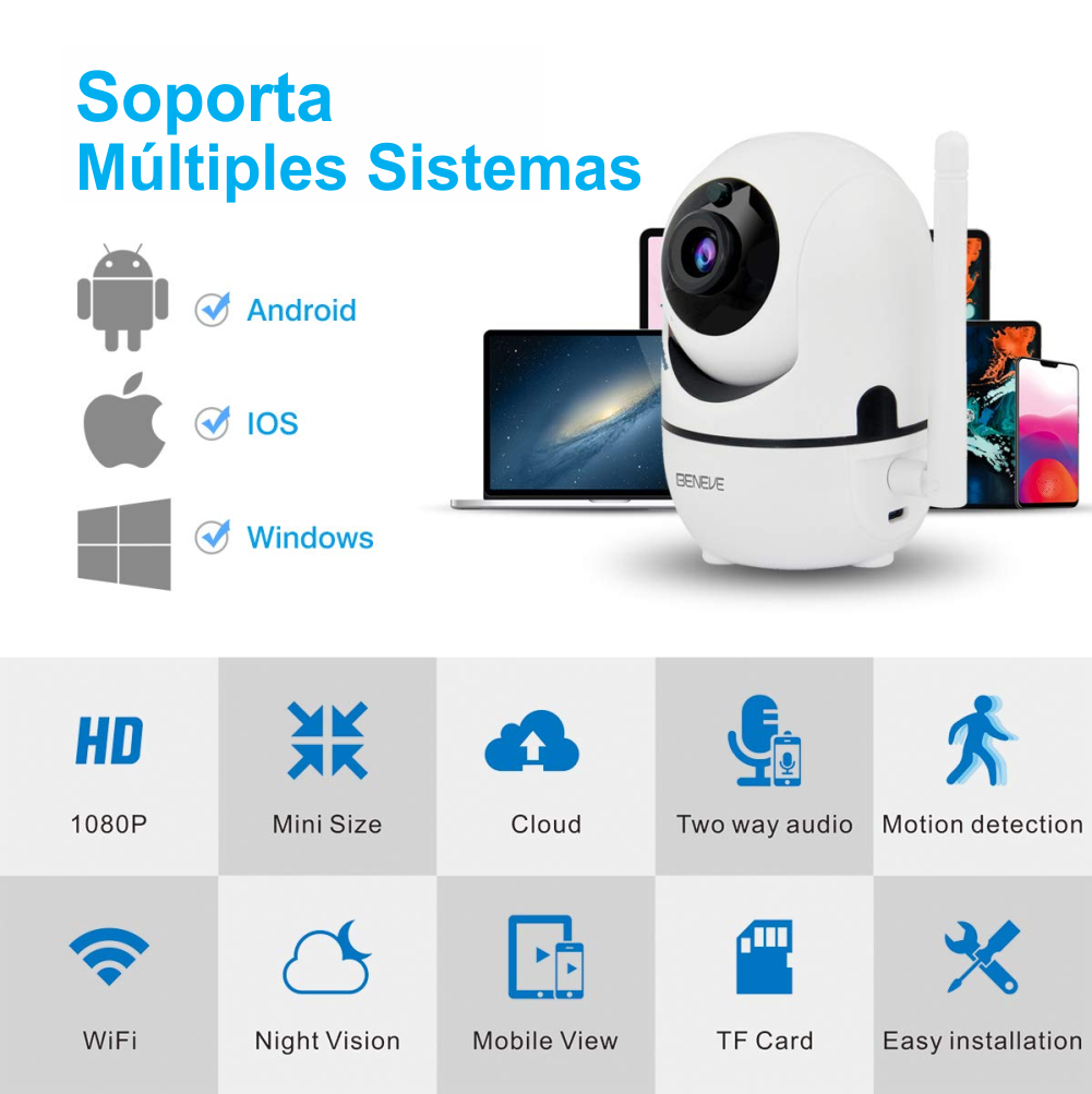 Cámara de seguridad IP Wifi 2.4G 1080P Auto Seguimiento