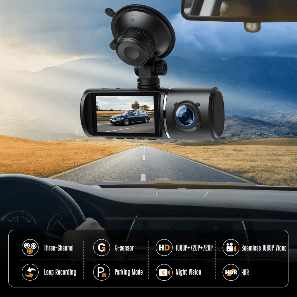 Cámara Carro Dvr 2.5in Dash Cam 1080p G-sensor 3canales C250
