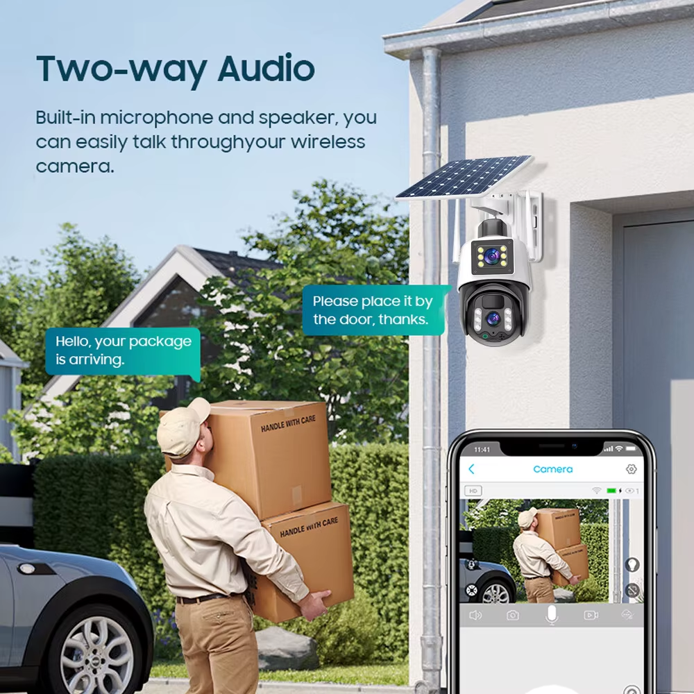 Cámara De Seguridad Ptz Solar Wifi 2.4g Doble Lente 6mpx