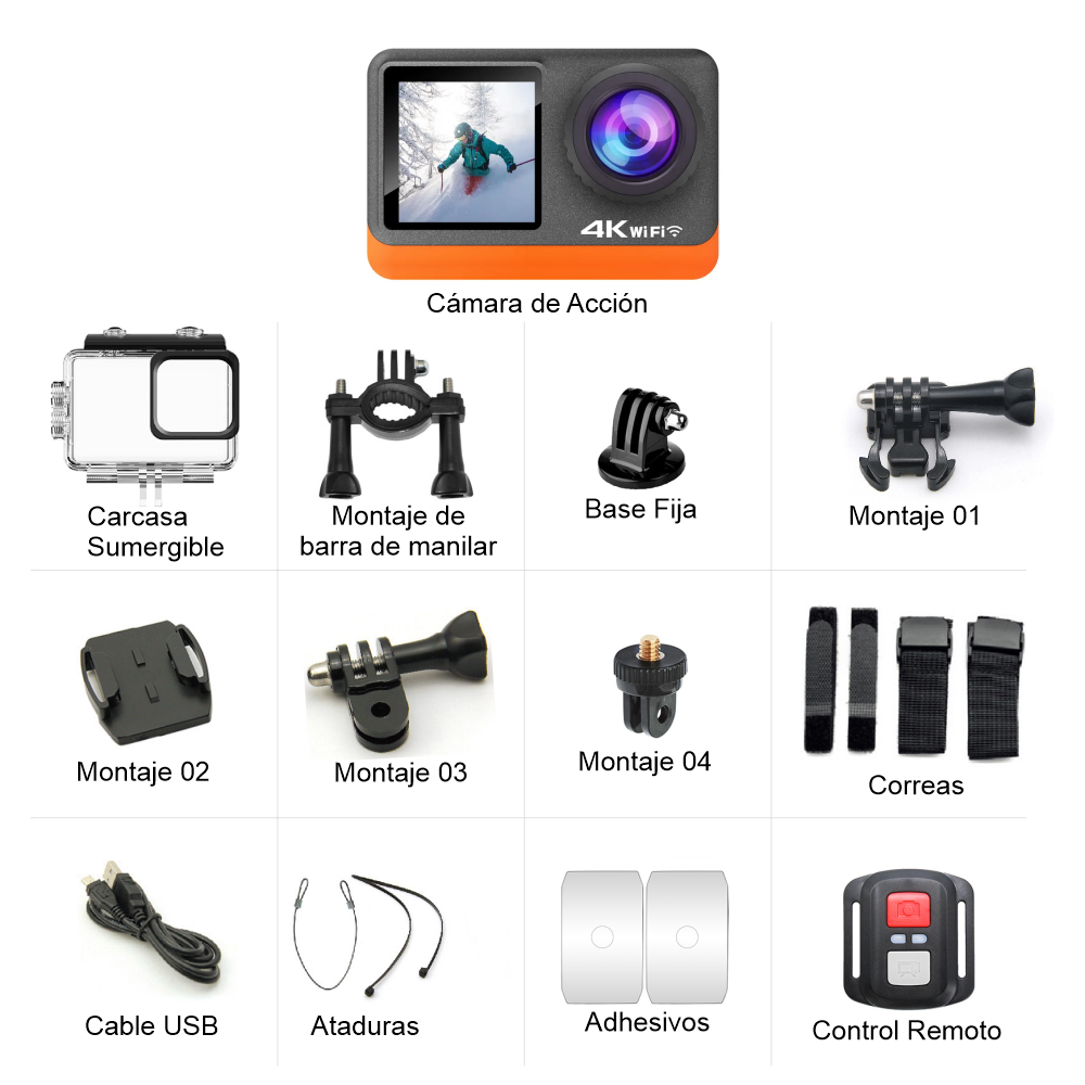 Cámara De Acción Wifi 4K Nativo 16Mp Deportiva Ausek AT-Q80R