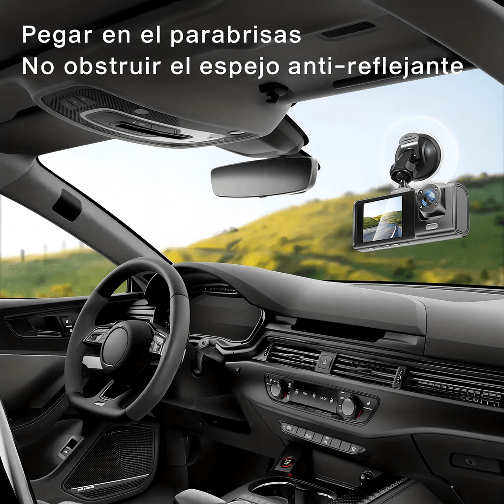 Cámara Carro Dash Cam 1080p Hd 3 Lentes Camara Vehicular Dvr